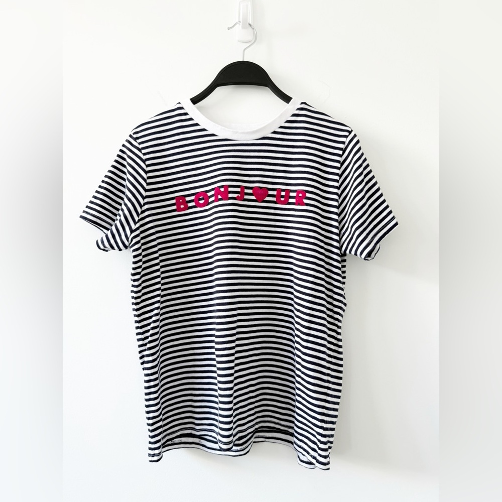 French connection bonjour striped tee